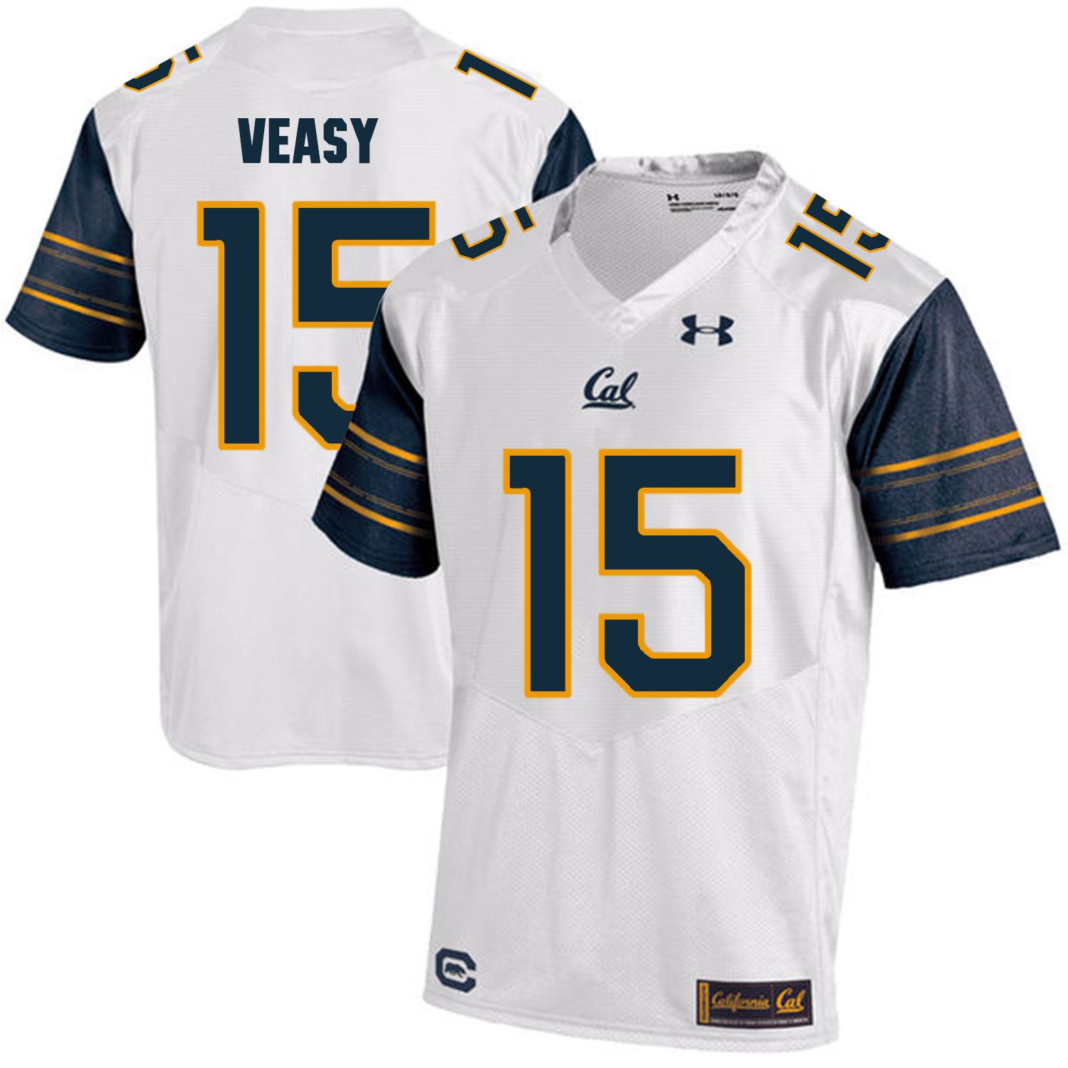 Men California Golden Bears #15 Jordan Veasy White Customized NCAA Jerseys1
